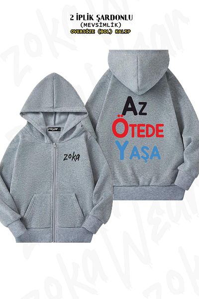 ZOKAWEAR Λιγότερη ηλικία - Γκρι υπερμεγέθη ζακέτα με στάμπα στην πλάτη (2 κλωστές)