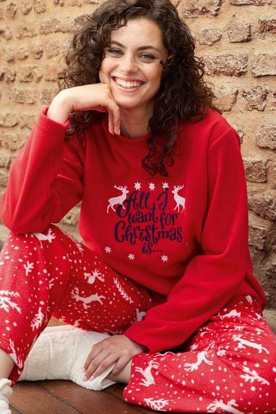 bigiyin Women's Fleece Pajama Set Winter Fleece Pajama Set Women's Winter Pajama Sets