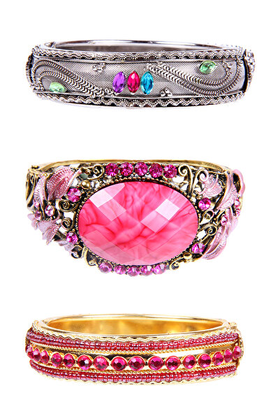 Rouge حزمة أساور حجرية ملونة