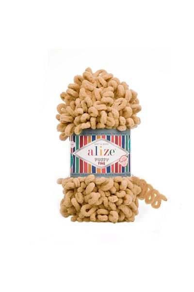 Alize Puffy Fine (Thin) Hand Knitting Yarn 5 Pack - 179 Mustard Yellow - 100 Gr. 14.5 Mt. Finger Knitting String