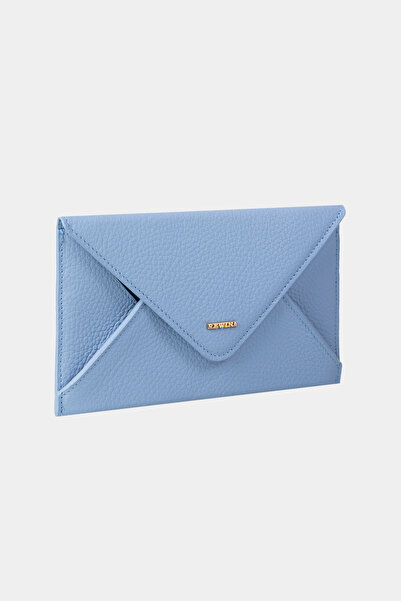 REWİNA 9755 Справжня шкіра Спеціальний дизайн Магнітний Великий конверт Жіночий гаманець Блакитний