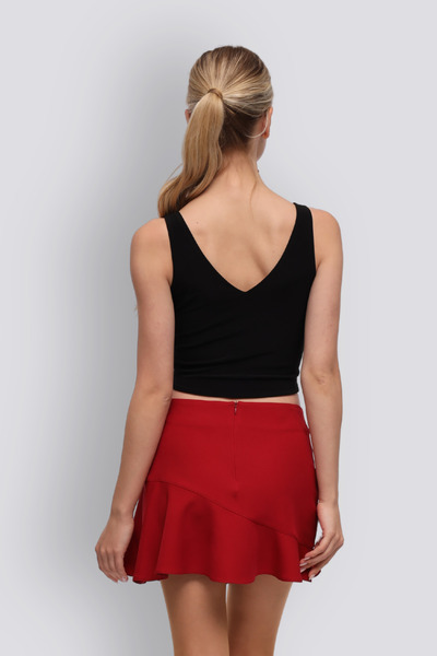 HOX'S Burgundy Lulu Flounce Mini Skirt
