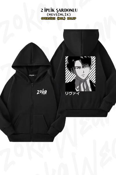 ZOKAWEAR Oversize kroj Attack On Titan Levi Ackerman Anime 5 Back Štampano Cr...