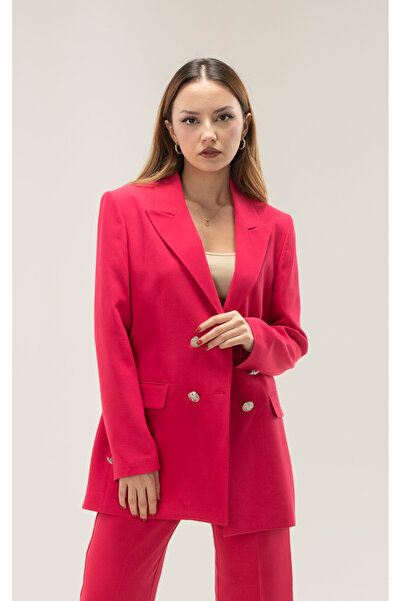 MY COUSİN Kruvaze Vatkalı Astarlı Gümüş Düğme Blazer ceket