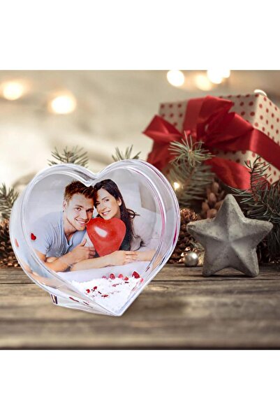 Hediye Kesesi Kişiye Özel Fotoğraf Baskılı Kalp Fotoğraflı Kar Küresi