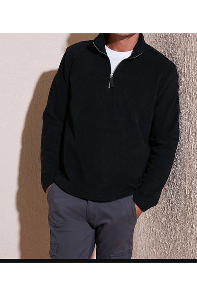 JSCO Men's Metal Zippered Straight Neck Intersoft Fleece