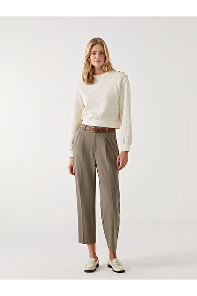 LC Waikiki Γυναικείο φούτερ με υφή LCW Vision Ecru Crew Neck