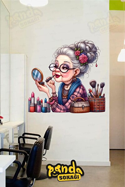 PANDA SOKAĞI Cared Women Hair Salon Beauty Salon Sticker Hair Salon Sticker B...