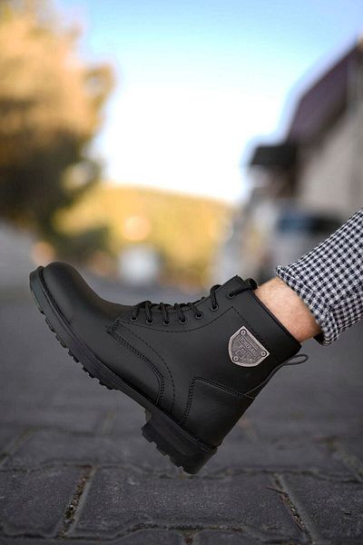 Riccon Men's Black Zippered Biker Boots 0012655