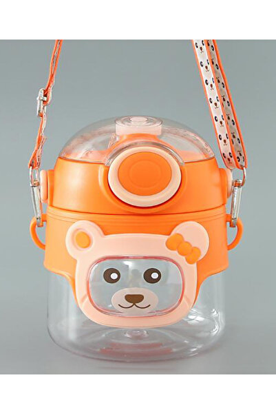 Fab N Funky زجاجة مياه تيدي بير سيبر بمقبض وغطاء من القش وخالية من مادة بيسفي...