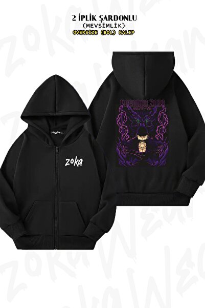 ZOKAWEAR Oversize Roronoa Zoro Asura One Piece Back Printed Zippered Hooded B...