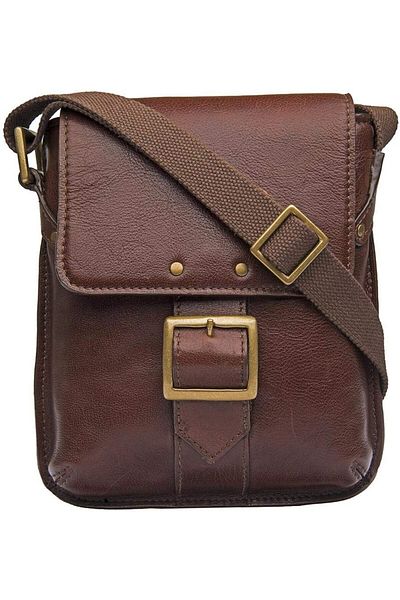 Hidesign Vespucci 01 Small Messenger Bag for Men – Genuine Leather, Brown, Stylish & Compact