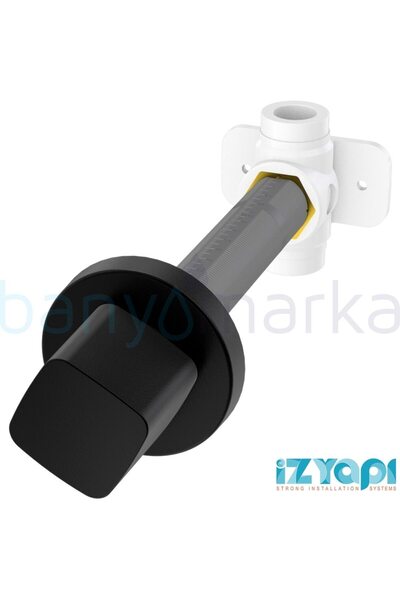 İZYAPI İz Ankastre Stop Valf (1/2"), Kare Rozet, Mat Siyah - BT7030-MS