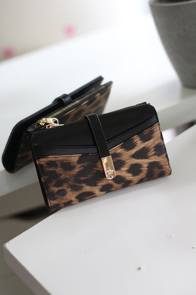 Moom Bag Dámská peněženka s leopardím úpletem se zlatou texturou