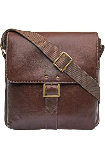 Hidesign Vespucci 02 Medium Leather Messenger Bag for Men - Genuine Brown Leather