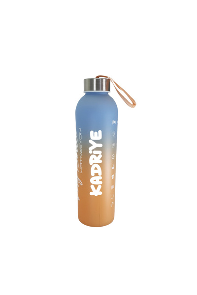 Hediye Kesesi Kişiye Özel Renkli 750 ml Motivasyon Cam Su Matarası HK2708