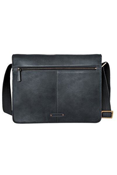 Hidesign Aiden Genuine Leather & Canvas Mini Crossbody Messenger Bag Black