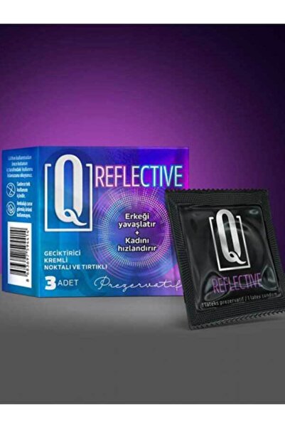 rihen's world Q REFLECTİVE 3'LÜ KREMLİ TIRTIKLI PREZERVATİF