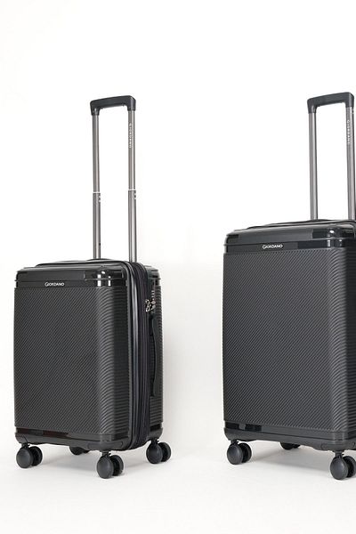 Giordano League Luggage Set of 3 Black PP Travel Suitcase, Unbreakable Lightweight Expandable