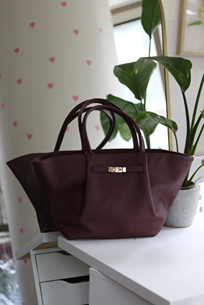 Moom Bag Ženska burgundsko zlatna brava za dodatke, detaljna, velika veličina...