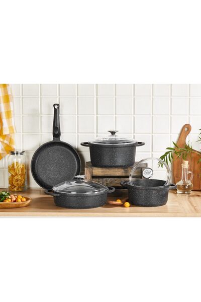 Lara 7 Parça Döküm Granit Tencere Takımı Elit