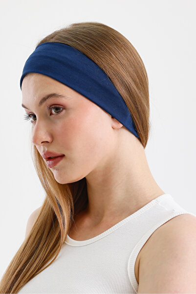 Butikgiz Light Navy Non-Slip Cotton Women's Headband - Ultra-Light and Anti-Sweat