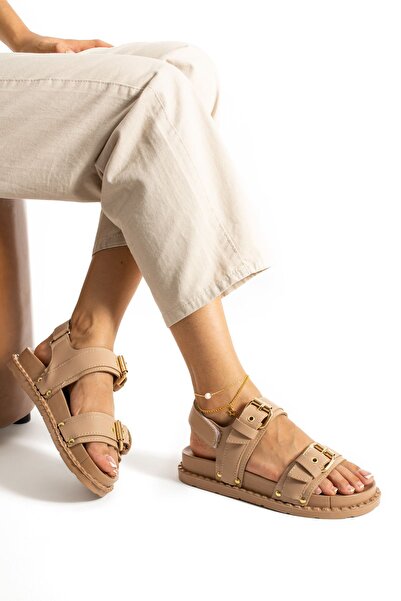 Shakrak Sandale de damă Myles Nut cu cataramă aurie