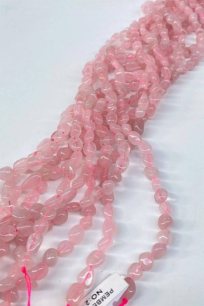 Hobigram Pink Lentil Cut Quartz Natural Stone 1 String – Beads, Stylish Design, Women's Accessory – Beads – Bonc