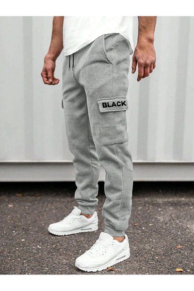 De Carte Μαύρο εμπριμέ Cargo Pocket Relax Jogger Sweatpants