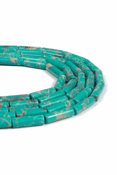Uçar Doğaltaş Varisit Doğal Taş Parlak Yeşil Silindir Kesim 4x13mm Dizi [AA]