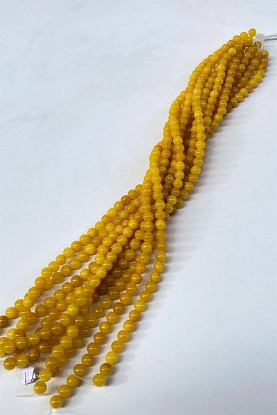 Hobigram Yellow Ceyt String Sphere Cut 8 mm 1 String Natural Stone – Beads, Stylish Design, Women's Accessory – Beads – B