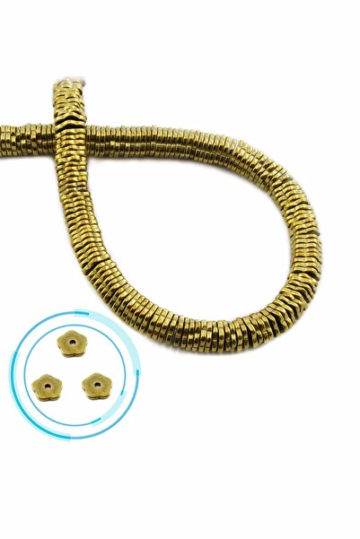 Uçar Doğaltaş Hematit Doğal Taş Parlak Gold Rondela Kesim 6x1mm Dizi