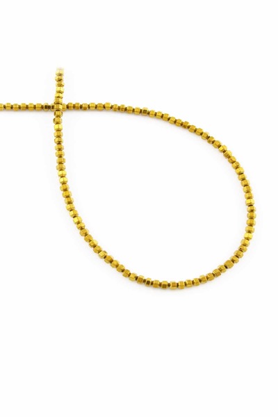 Uçar Doğaltaş Hematit Doğal Taş Parlak Gold Özel Kesim 2x2mm Dizi [AA]