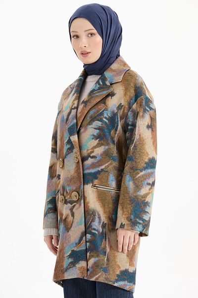 Tuğba Palton din pâslă cu model de cămilă