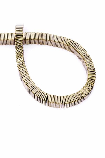 Uçar Doğaltaş Hematit Taşı Kare Kesim Parlak Antik Sarı 6x1mm Doğal Taş Dizi
