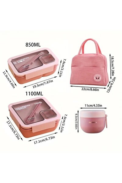 BGSignature 3-Piece Thermal Lock Nutrition Set 2-Tier Pink - Suitable for Microwave and Refrigerator Use
