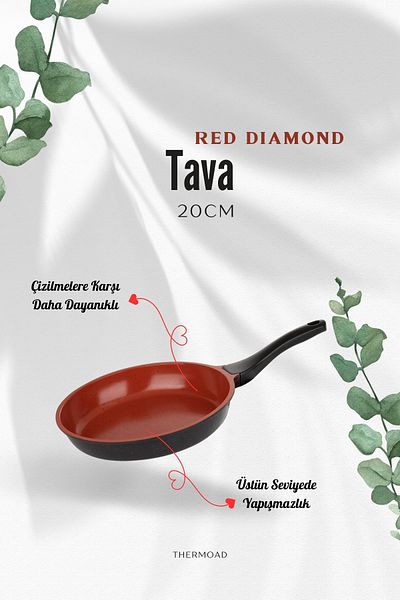 ThermoAD |   Pan Set |   3 Pieces |   20Cm-24Cm-28Cm |   Red Diamond