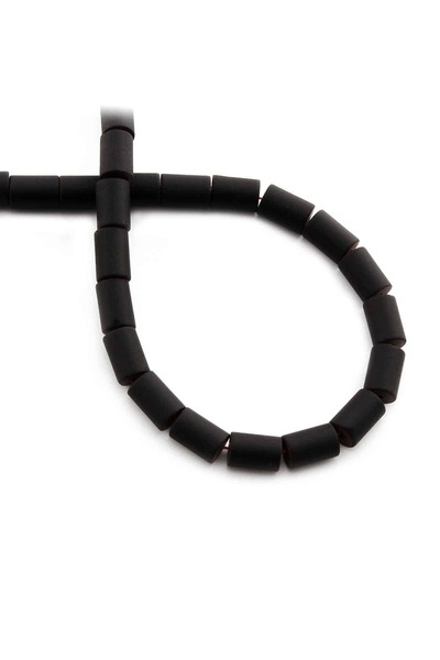 Uçar Doğaltaş Hematit Doğal Taş Mat Siyah Silindir Kesim 6x8mm Dizi