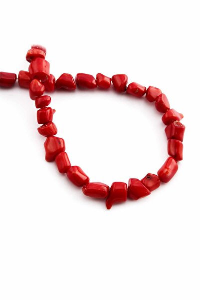 Uçar Doğaltaş Mercan Doğal Taş Kırmızı Amorf Kesim 7x8mm Dizi
