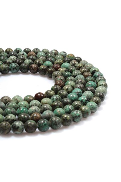 Uçar Doğaltaş Afrika Turkuaz Doğal Taş Parlak Küre Kesim 8mm Dizi [Ab+]