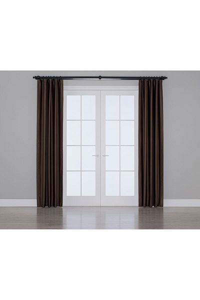 Gauze Fabric Design Blackout Background Curtain with Brown Dimming Feature