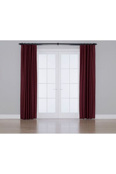 Gauze Fabric Design Blackout Curtain with Darkening Feature Light Claret Red