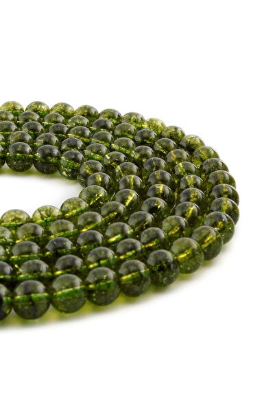 Uçar Doğaltaş Peridot Doğal Taş Parlak Küre Kesim 8mm Dizi