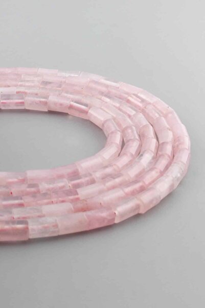 Uçar Doğaltaş Pembe Kuvars Doğal Taş Parlak Pembe Silindir Kesim 5x8mm Dizi [AA]