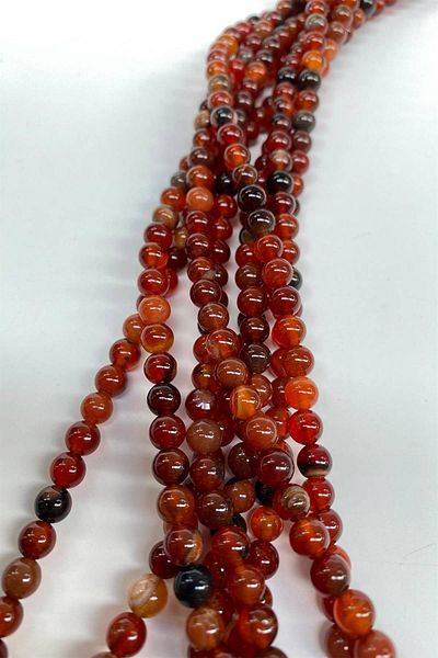 Hobigram Brown Natural Stone Agate 6 mm 1 String – Beads, Stylish Design, Women's Accessory – Beads – Beads