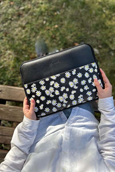 worken حافظة كمبيوتر لوحي لجهاز ايباد 11 بوصة، جالاكسي، لينوفو ديزي مطبوعة باللون الأسود