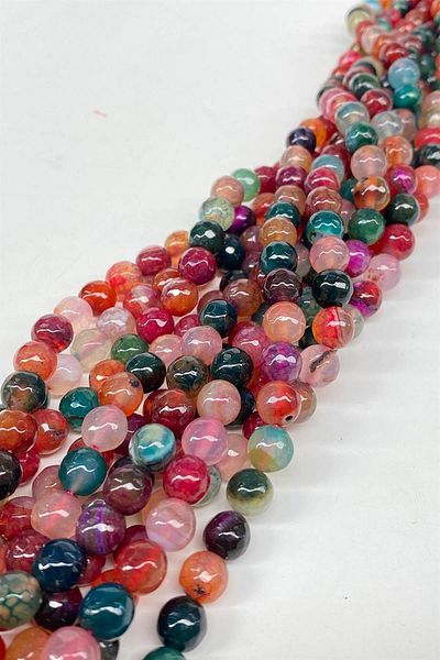 Hobigram Dark Chakra Ceyt Faceted Cut Natural Stone 8 mm 1 Strand – Beads, Stylish Design, Women's Accessory – Beads