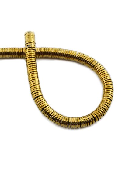 Uçar Doğaltaş Hematit Doğal Taş Parlak Gold Daire Kesim 6x1mm Dizi [AA]