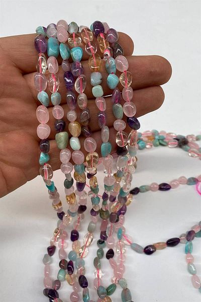 Hobigram Colorful Chakra Lentil Cut Natural Stone 1 String – Beads, Stylish Design, Women's Accessory – Beads – B