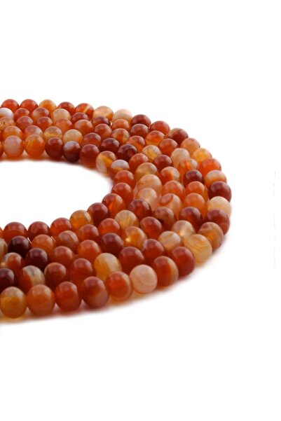 Uçar Doğaltaş Karnelyan Akik Doğal Taş Parlak Küre Kesim 6mm Dizi [AA]